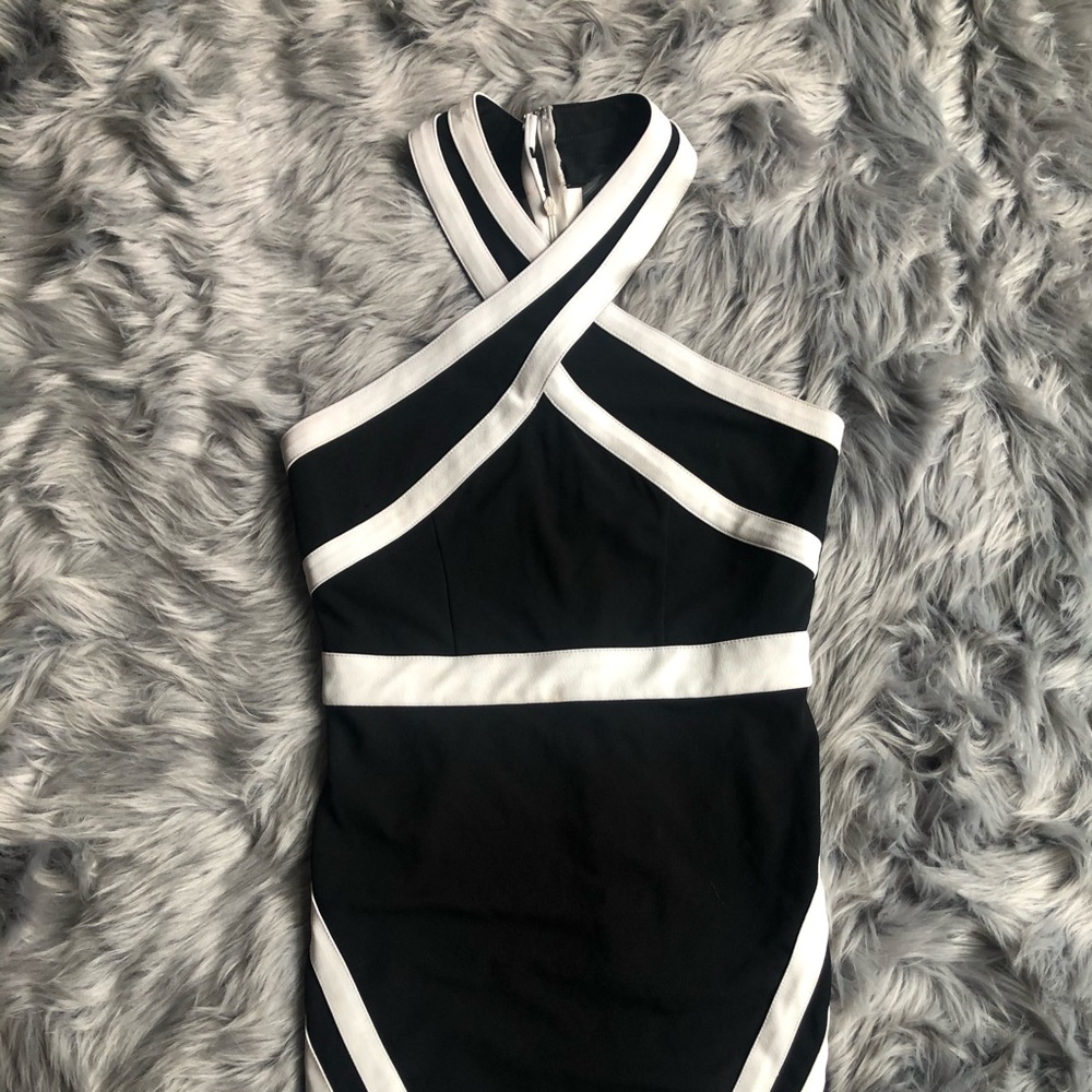 Black and white fitted dress